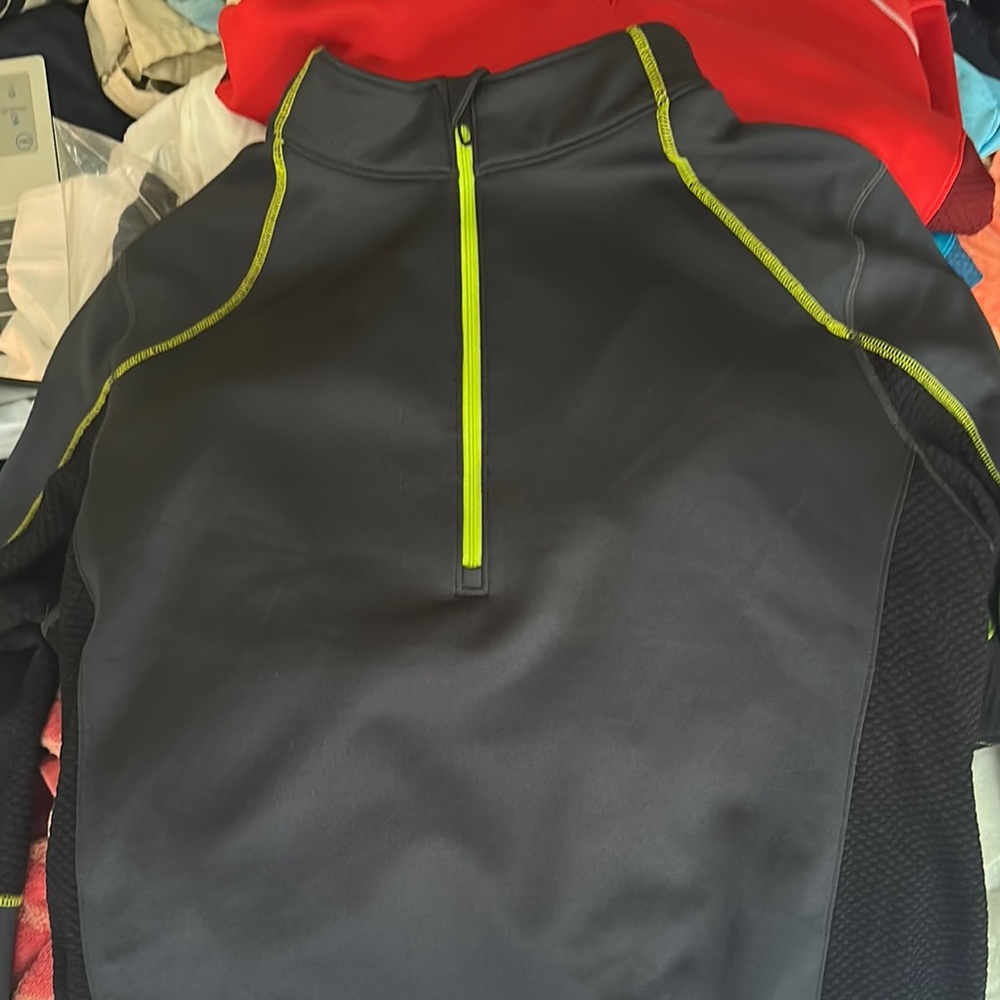 Spyder Black and Yellow Rash Guard Swim Top